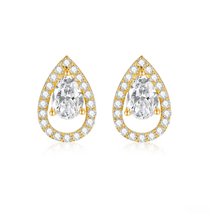 Teardrop Halo Diamond Stud Earrings