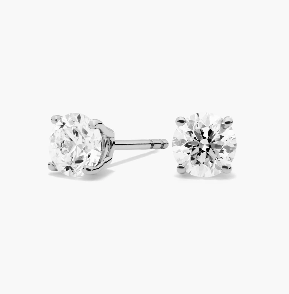 Shine Moment Sparkle Solitaire Stud Round Brilliant 14k White Gold