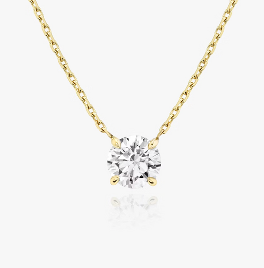 Shine Moment Sparkle Solitaire Necklace Round Brilliant 14k Yellow Gold