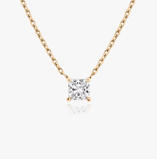 Shine Moment Sparkle Solitaire Necklace Princess 14k Rose Gold