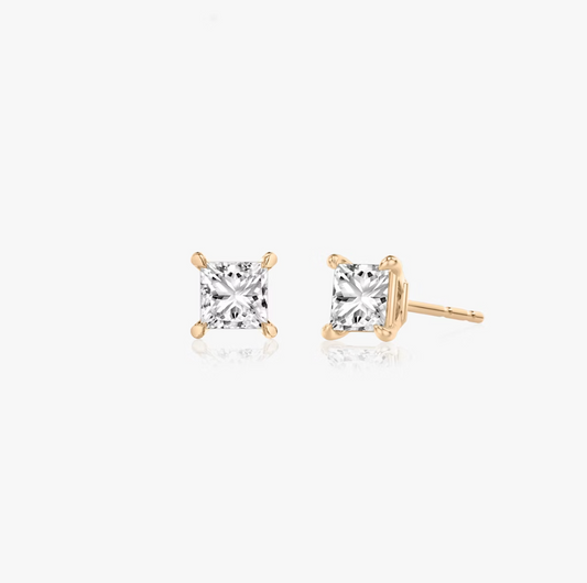 Shine Moment Sparkle Solitaire Stud Princess 14k Rose Gold