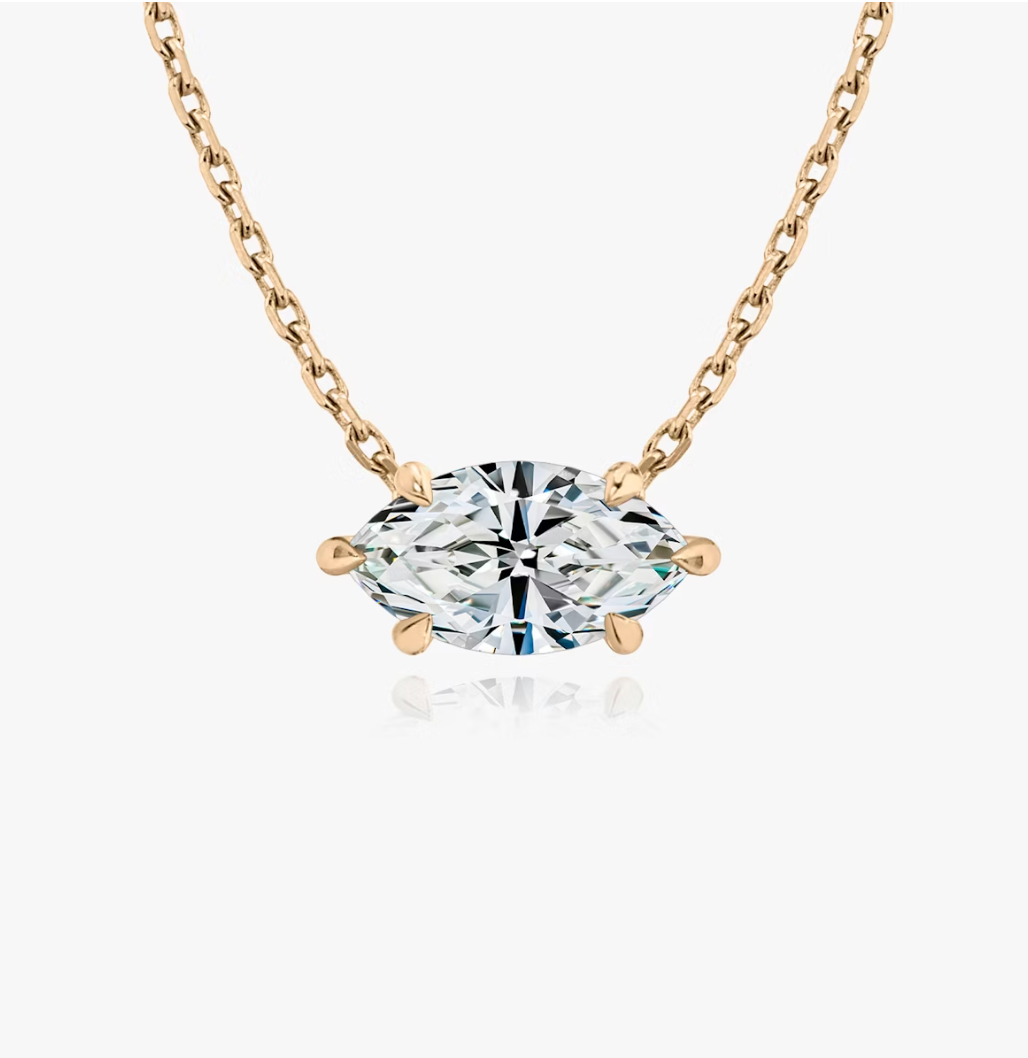 Shine Moment Sparkle Solitaire Necklace Marquise 14k Rose Gold