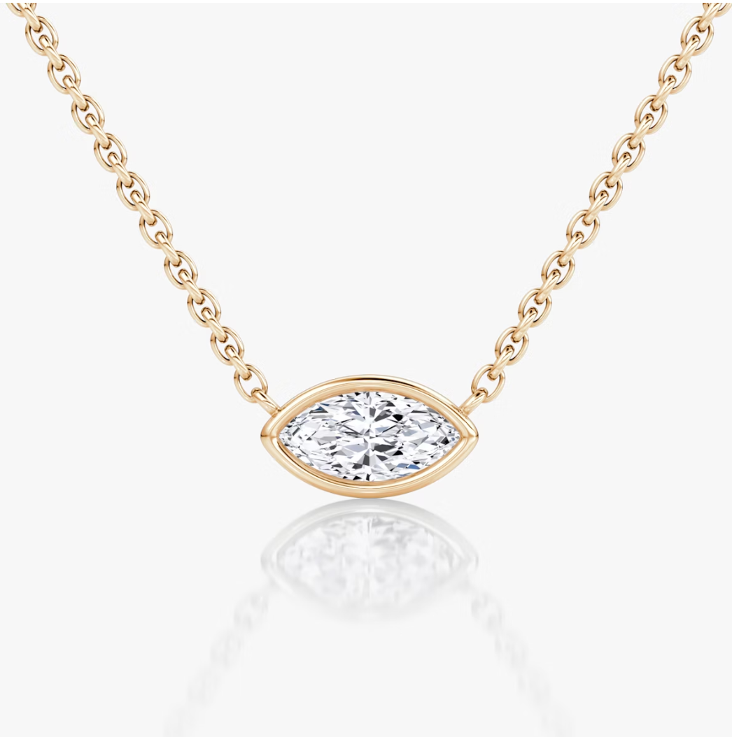 Shine Moment Bezel Solitaire Necklace Marquise 14k Rose Gold