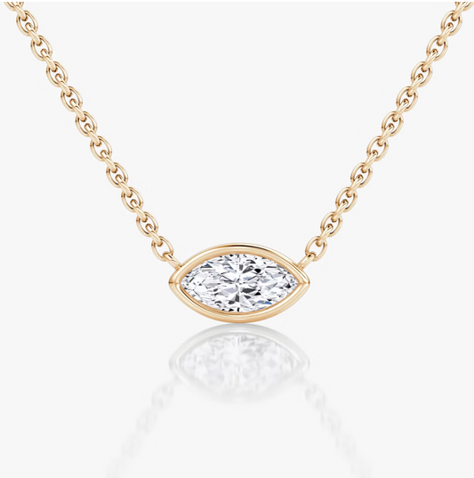 Shine Moment Bezel Solitaire Necklace Marquise 14k Rose Gold