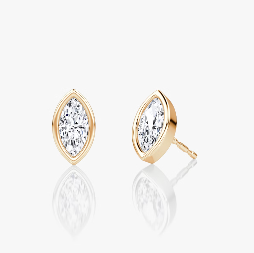Shine Moment Bezel Solitaire Stud Marquise 14k Rose Gold
