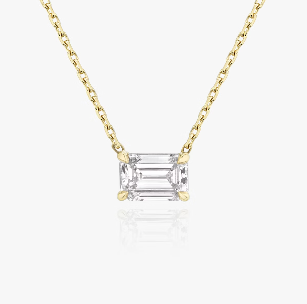 Shine Moment Sparkle Solitaire Necklace Emerald 14k Yellow Gold