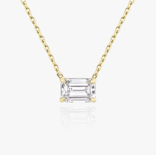 Shine Moment Sparkle Solitaire Necklace Emerald 14k Yellow Gold