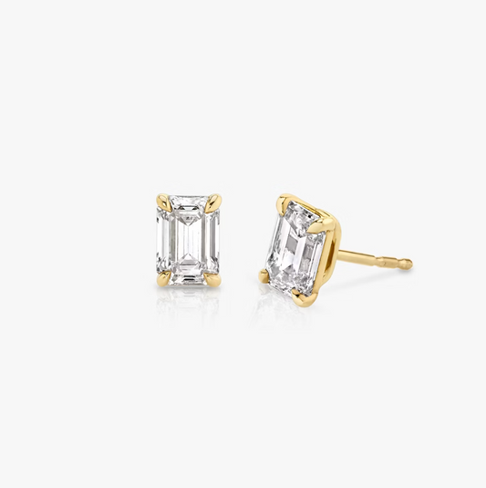 Shine Moment Sparkle Solitaire Stud Emerald 14k Yellow Gold