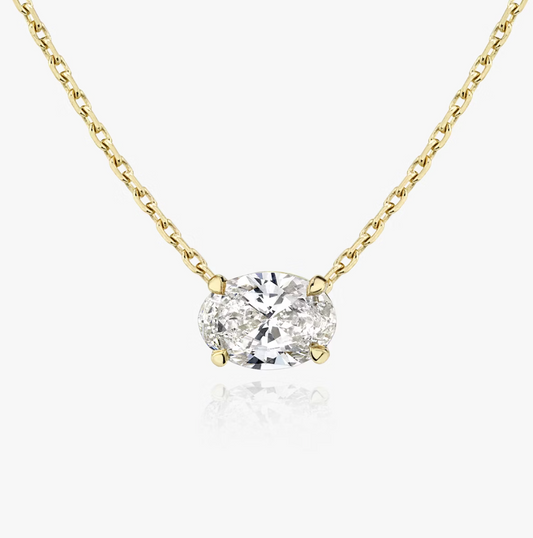Shine Moment Sparkle Solitaire Necklace Oval 14k Yellow Gold