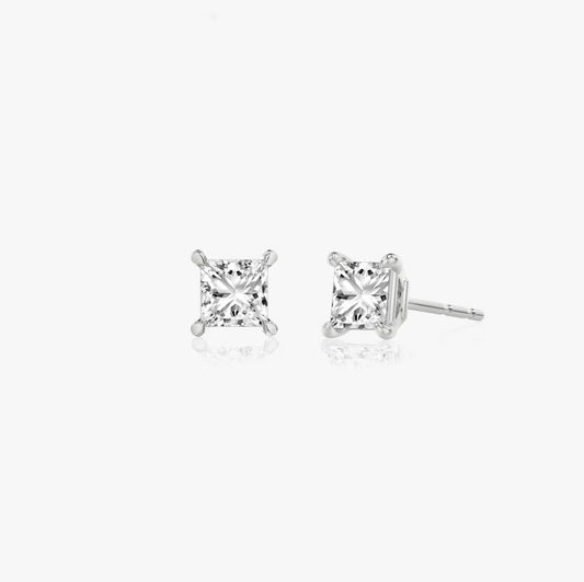 Shine Moment Sparkle Solitaire Stud Princess 14k White Gold