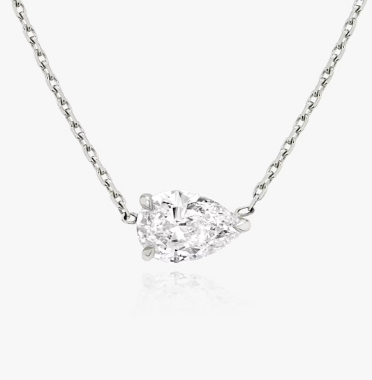 Shine Moment Sparkle Solitaire Necklace Pear 14k White Gold