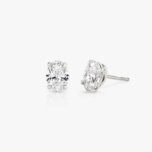 Shine Moment Sparkle Solitaire Stud Oval 14k White Gold