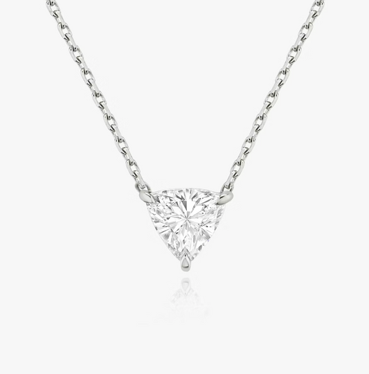 Shine Moment Sparkle Solitaire Necklace Trillion 14k White Gold