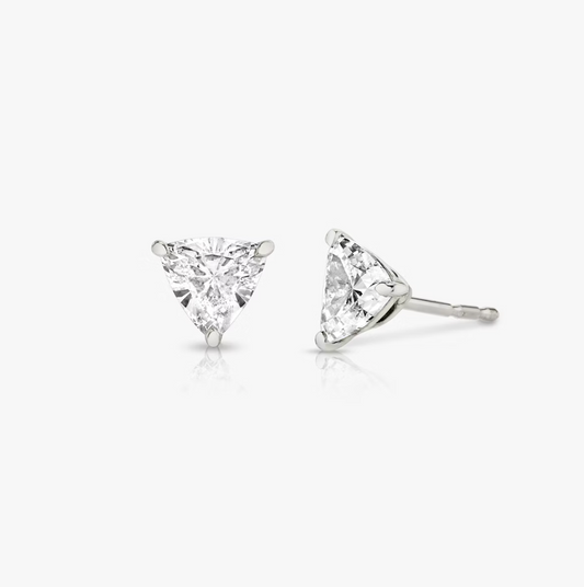 Shine Moment Sparkle Solitaire Stud Trillion 14k White Gold