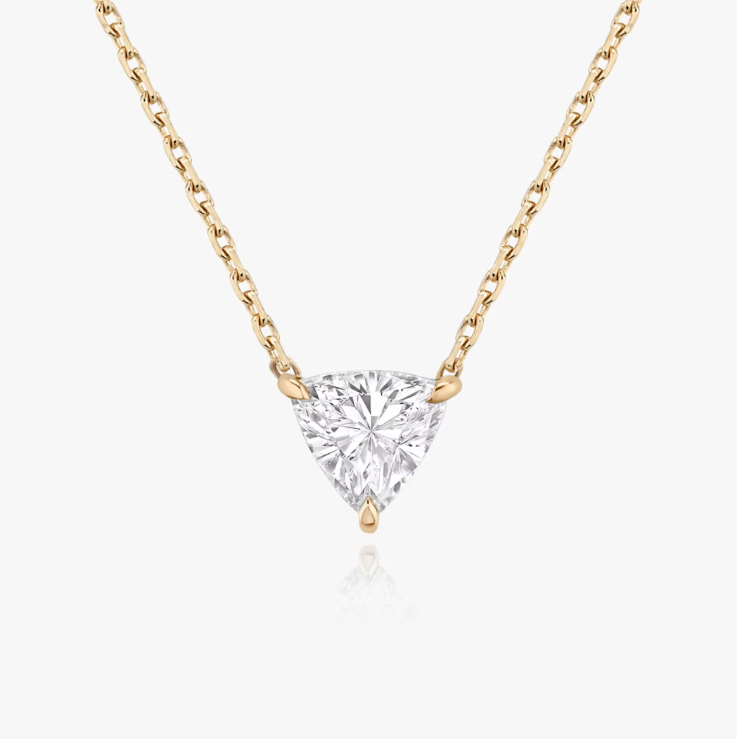 Shine Moment Sparkle Solitaire Necklace Trillion 14k Rose Gold