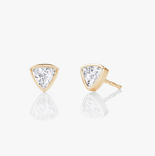 Shine Moment Bezel Solitaire Stud Trillion 14k Rose Gold