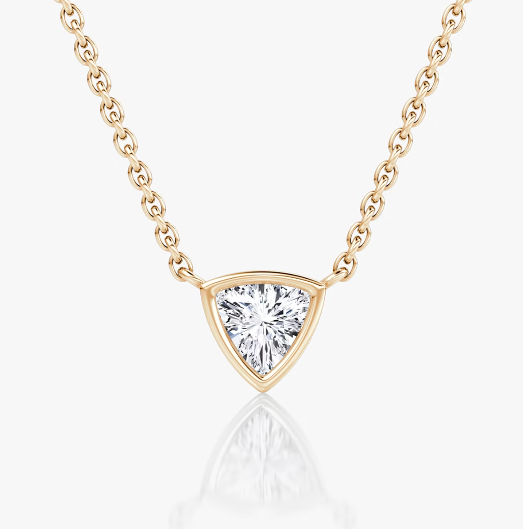 Shine Moment Bezel Solitaire Necklace Trillion 14k Rose Gold