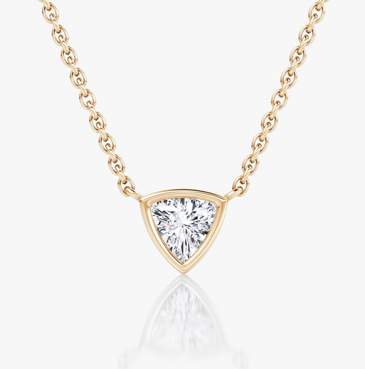 Shine Moment Bezel Solitaire Necklace Trillion 14k Rose Gold