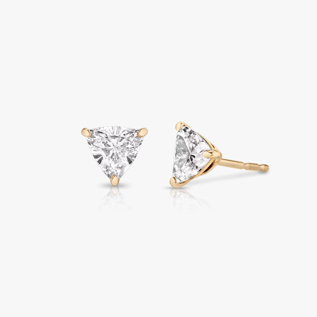 Shine Moment Sparkle Solitaire Stud Trillion 14k Rose Gold