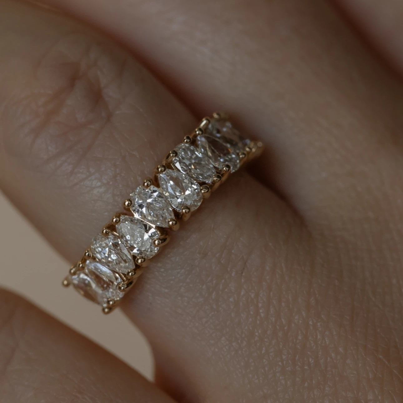 Shine Moment Pear Eternity Band Ring Ring