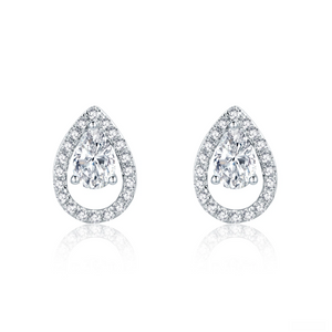 Teardrop Halo Diamond Stud Earrings
