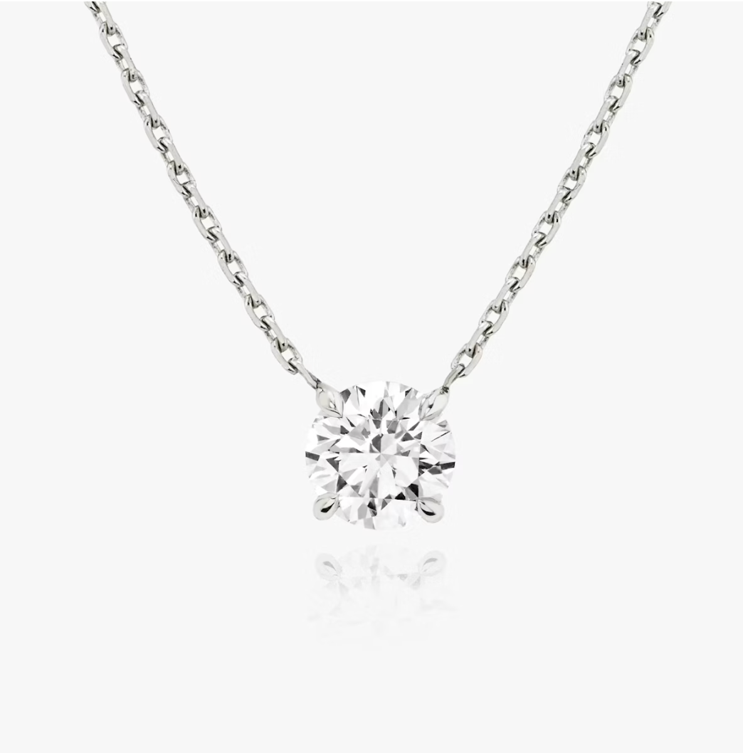 Shine Moment Sparkle Solitaire Necklace Round Brilliant 14k White Gold