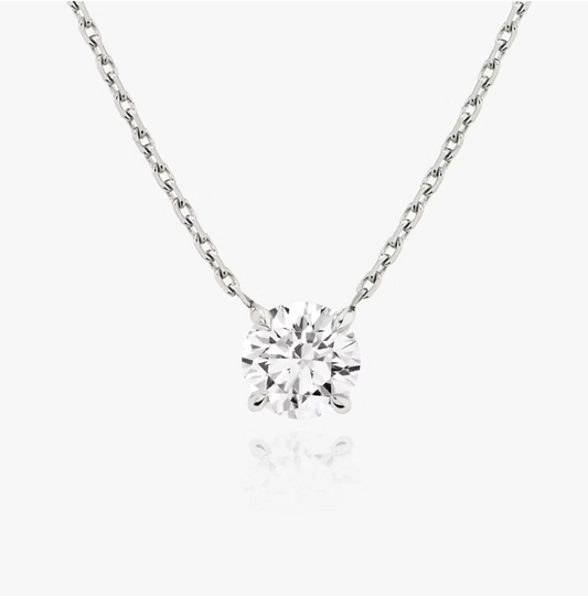 Shine Moment Sparkle Solitaire Necklace Round Brilliant 14k White Gold
