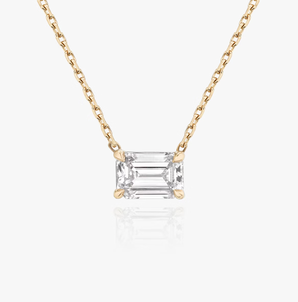 Shine Moment Sparkle Solitaire Necklace Emerald 14k Rose Gold