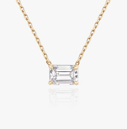 Shine Moment Sparkle Solitaire Necklace Emerald 14k Rose Gold