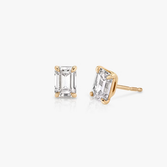 Shine Moment Sparkle Solitaire Stud Emerald 14k Rose Gold