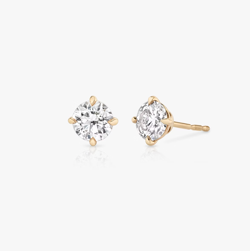 Shine Moment Sparkle Solitaire Stud Round Brilliant 14k Rose Gold