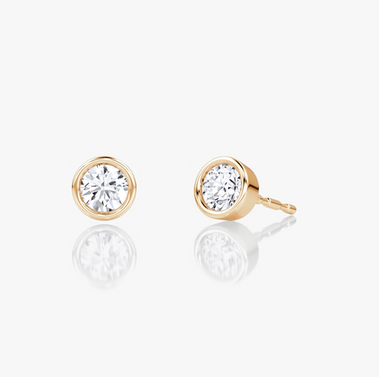 Shine Moment Bezel Solitaire Stud Round Brilliant 14k Rose Gold