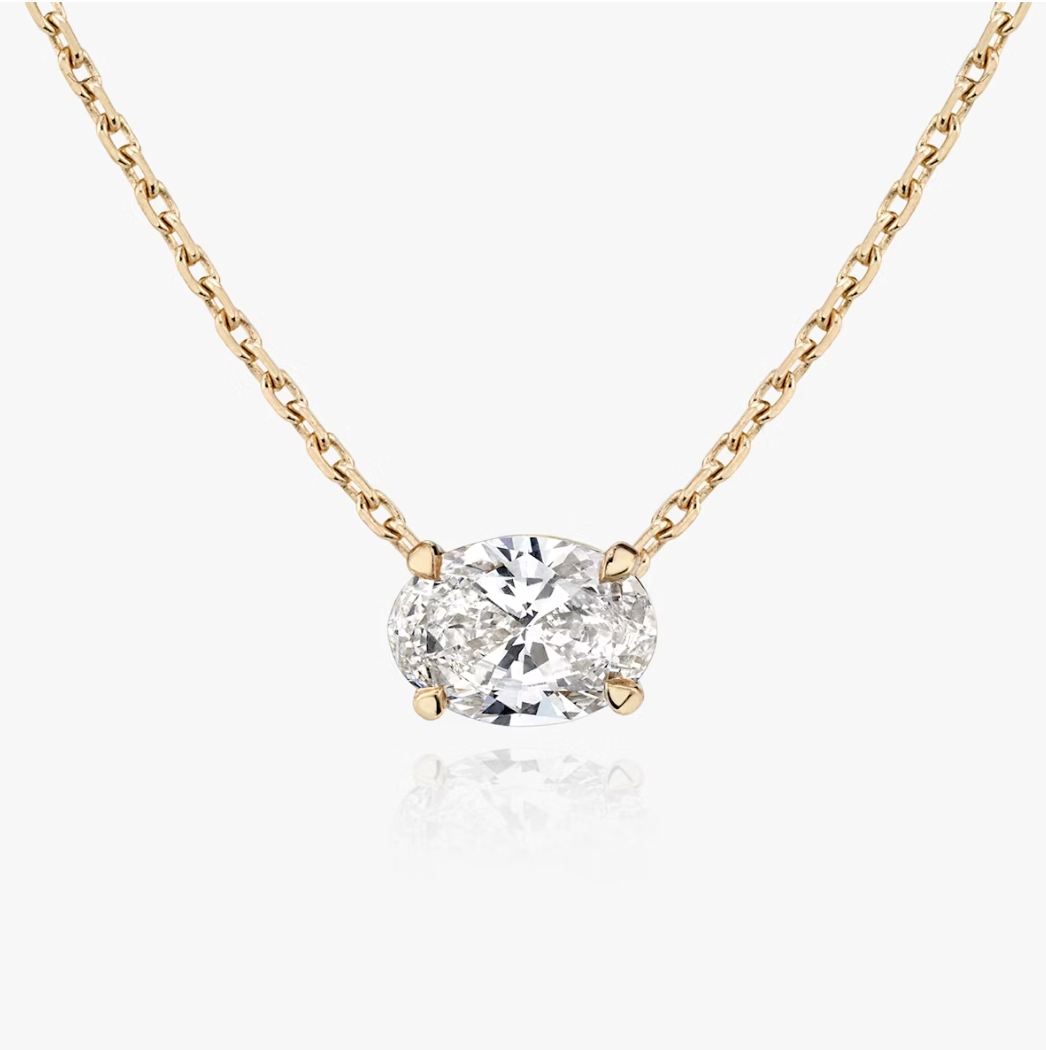 Shine Moment Sparkle Solitaire Necklace Oval 14k Rose Gold