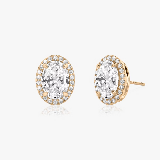 Shine Moment Halo Solitaire Stud Oval 14k Rose Gold