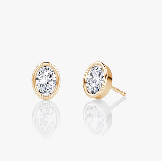 Shine Moment Bezel Solitaire Stud 14k Rose Gold