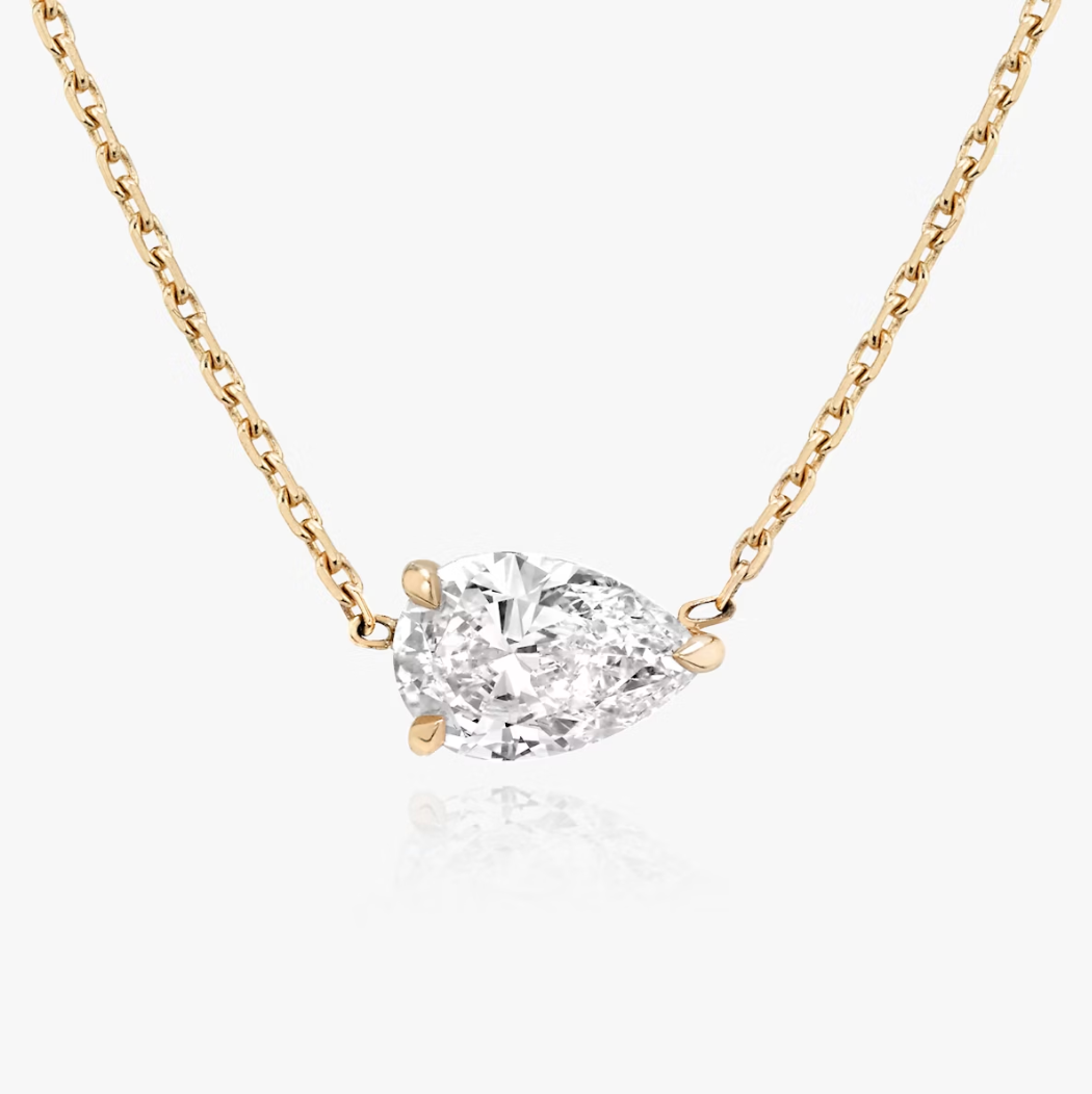 Shine Moment Sparkle Solitaire Necklace Pear 14k Rose Gold