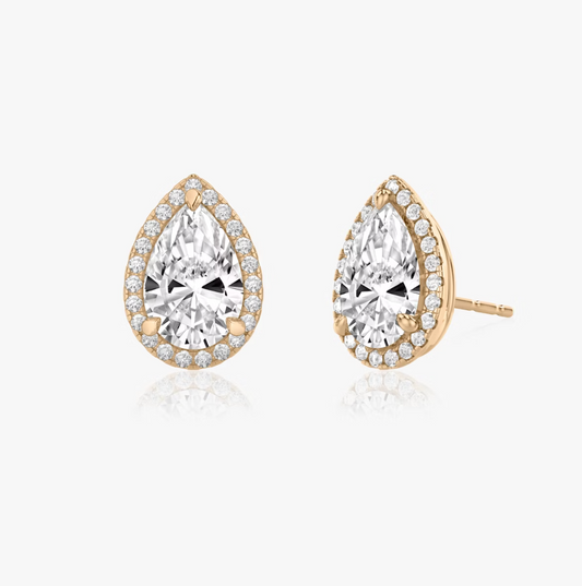 Shine Moment Halo Solitaire Stud Pear 14k Rose Gold
