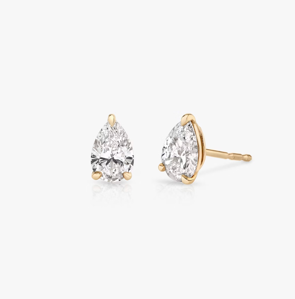 Shine Moment Sparkle Solitaire Stud Pear 14k Rose Gold