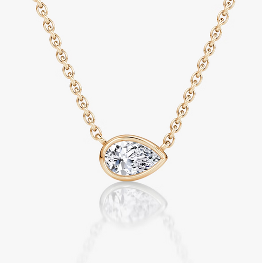 Shine Moment Bezel Solitaire Necklace Pear 14k Rose Gold