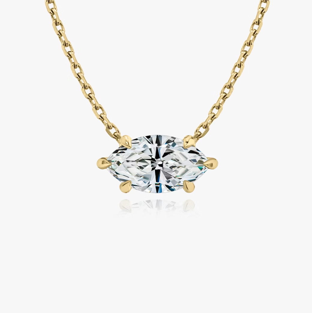 Shine Moment Sparkle Solitaire Necklace Marquise 14k Yellow Gold