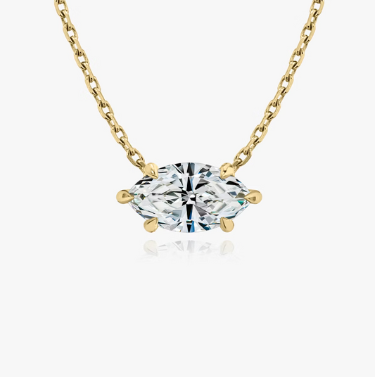 Shine Moment Sparkle Solitaire Necklace Marquise 14k Yellow Gold