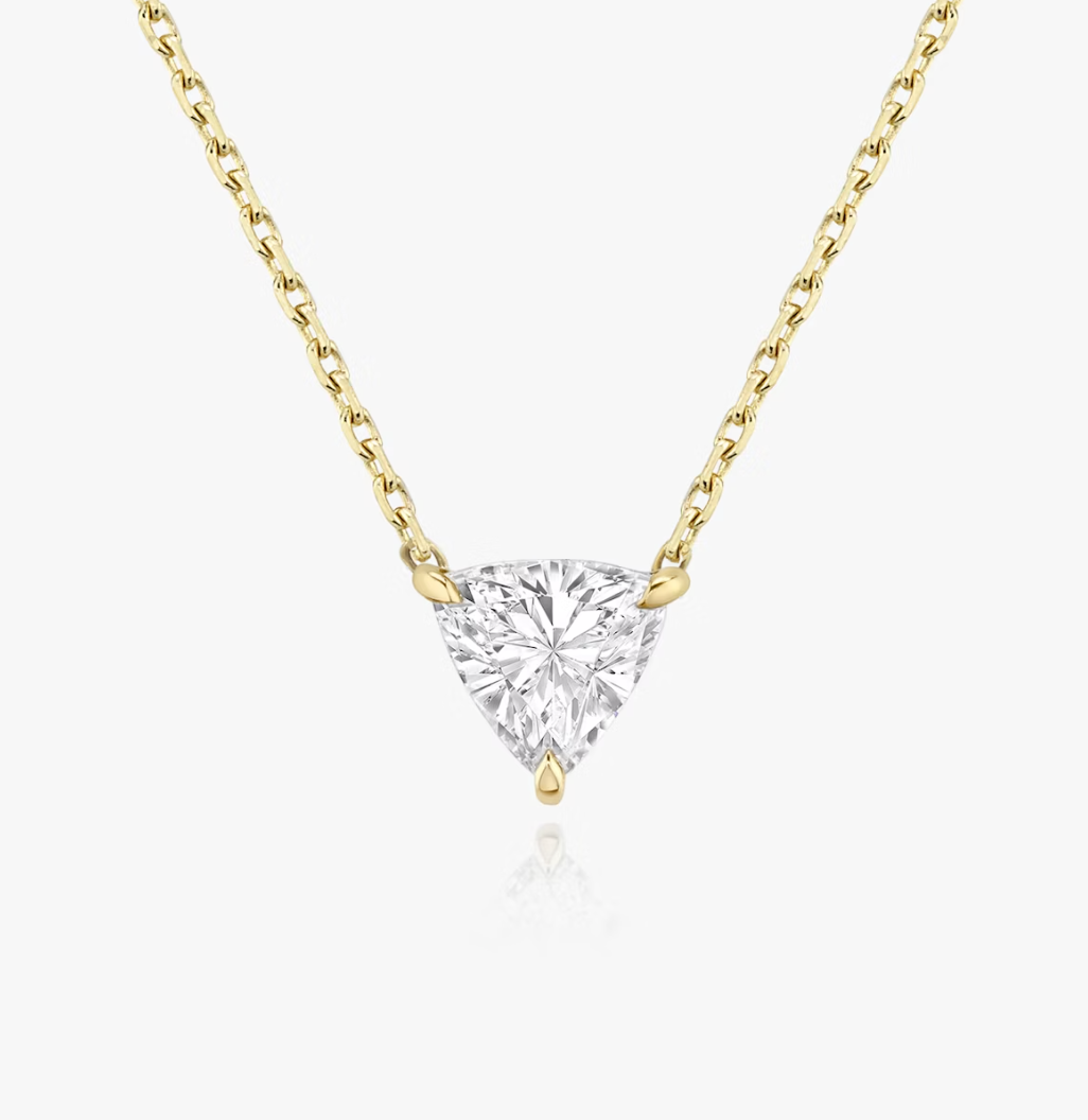 Shine Moment Sparkle Solitaire Necklace Trillion 14k Yellow Gold