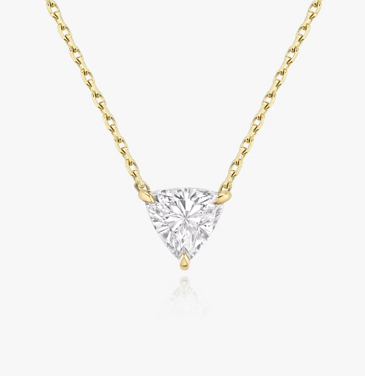 Shine Moment Sparkle Solitaire Necklace Trillion 14k Yellow Gold