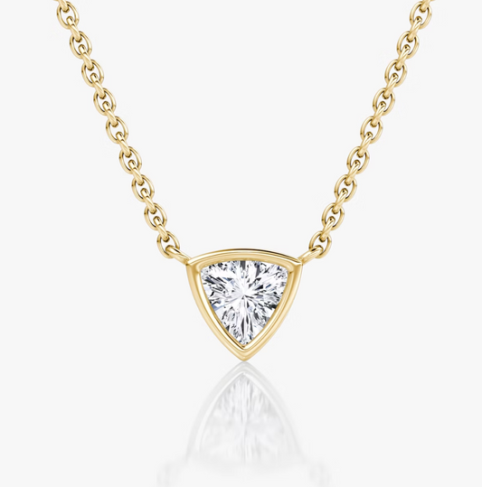 Shine Moment Bezel Solitaire Necklace Trillion 14k Yellow Gold