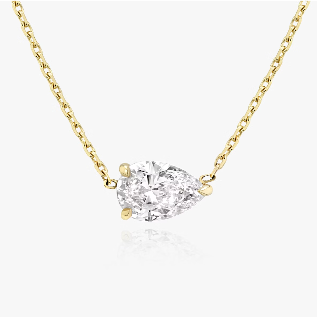 Shine Moment Sparkle Solitaire Necklace Pear 14k Yellow Gold