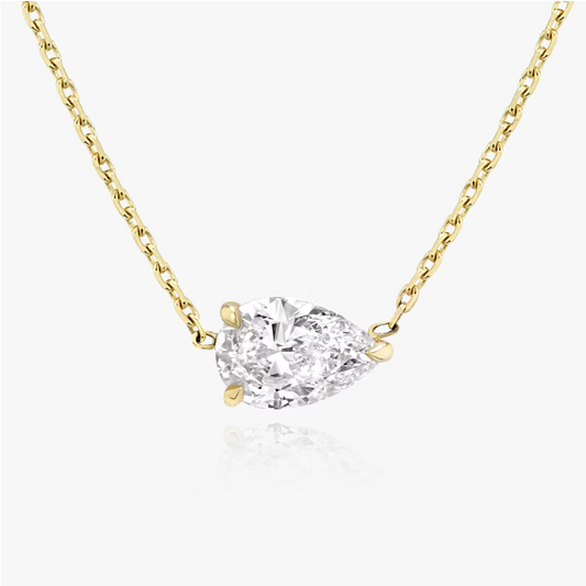 Shine Moment Sparkle Solitaire Necklace Pear 14k Yellow Gold